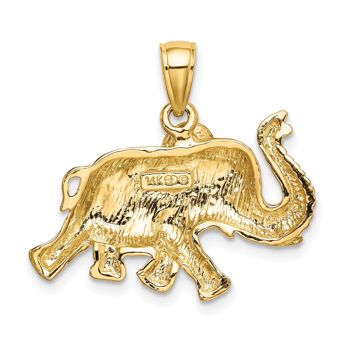 14K 2-D Elephant Running w/ Raised Trunk Charm-K6458