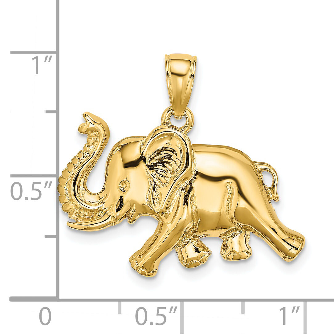 14K 2-D Elephant Running w/ Raised Trunk Charm-K6458