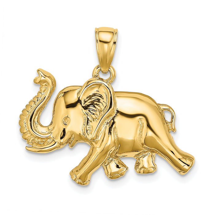 14K 2-D Elephant Running w/ Raised Trunk Charm-K6458