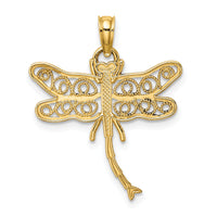 14K Dragonfly w/Beaded Filigree Wings Charm-K6460