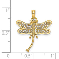 14K Dragonfly w/Beaded Filigree Wings Charm-K6460