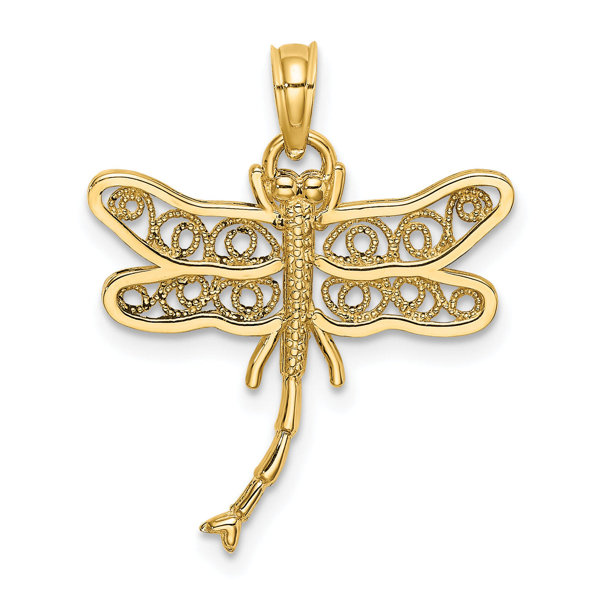 14K Dragonfly w/Beaded Filigree Wings Charm-K6460