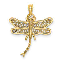 14K Dragonfly w/Beaded Filigree Wings Charm-K6460