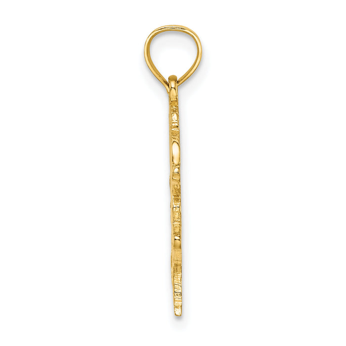 14K Textured Heart and Horse Charm-K6462