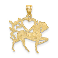 14K Textured Heart and Horse Charm-K6462