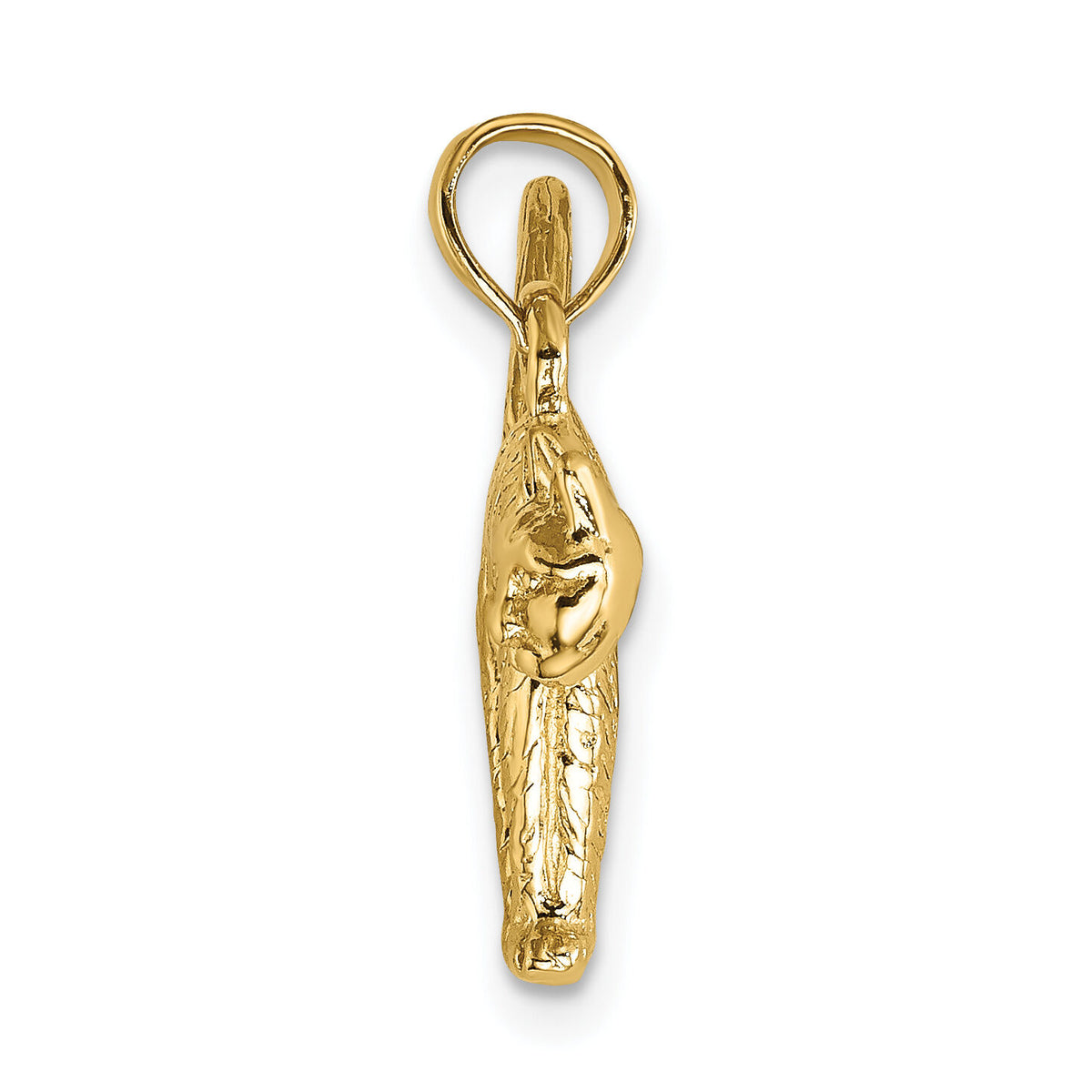 14K 3-D Textured Arch Back and Raised Tail Cat Charm-K6464