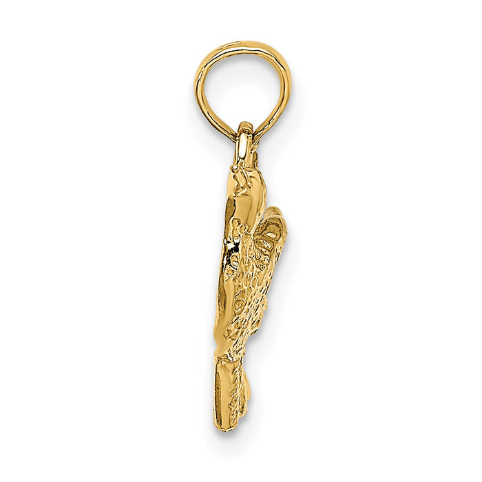 14K Engraved Hummingbird Charm-K6466