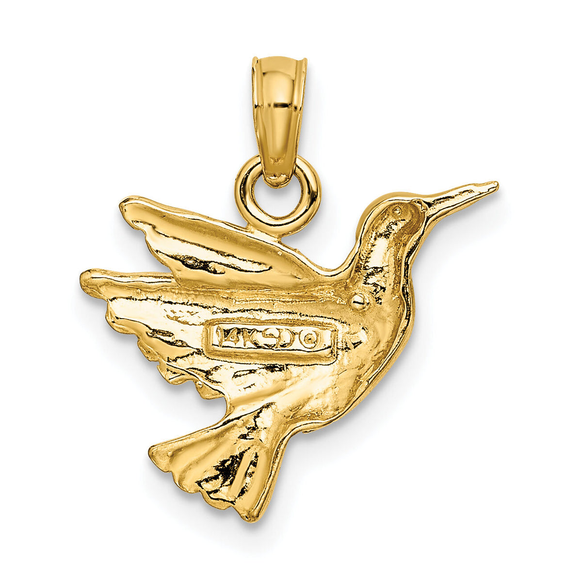 14K Engraved Hummingbird Charm-K6466