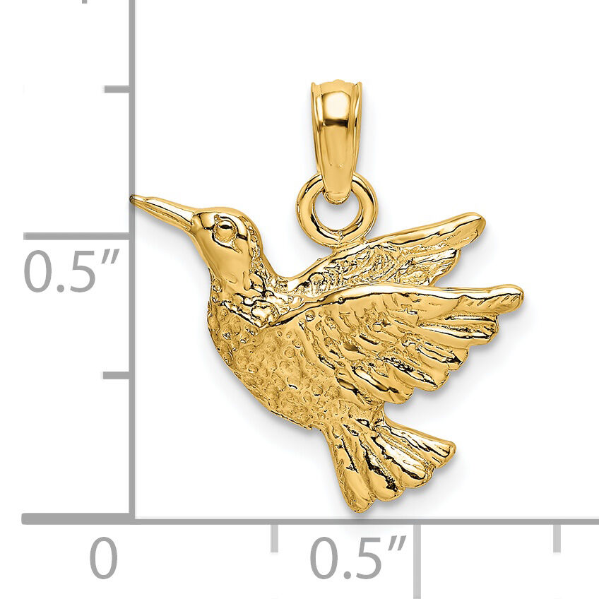 14K Engraved Hummingbird Charm-K6466