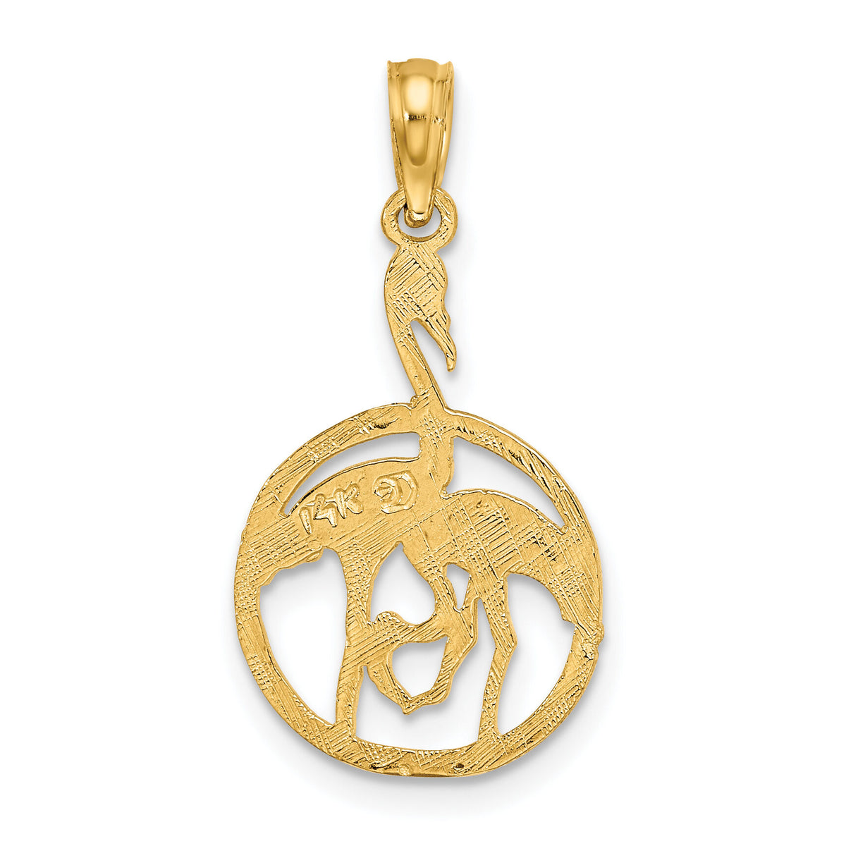 14K Flamingos In Circle Charm-K6468