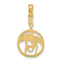 14K Flamingos In Circle Charm-K6468