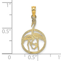14K Flamingos In Circle Charm-K6468