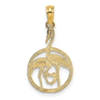 14K Flamingos In Circle Charm-K6468