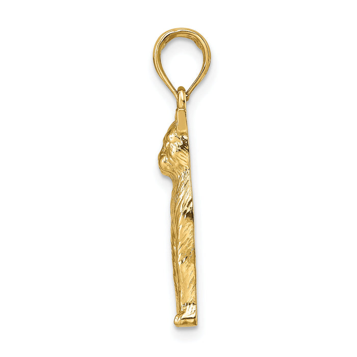 14K Textured Sitting Cat Charm-K6471