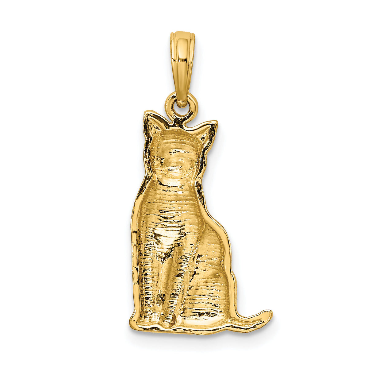 14K Textured Sitting Cat Charm-K6471