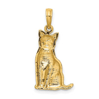14K Textured Sitting Cat Charm-K6471