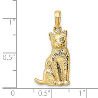 14K Textured Sitting Cat Charm-K6471