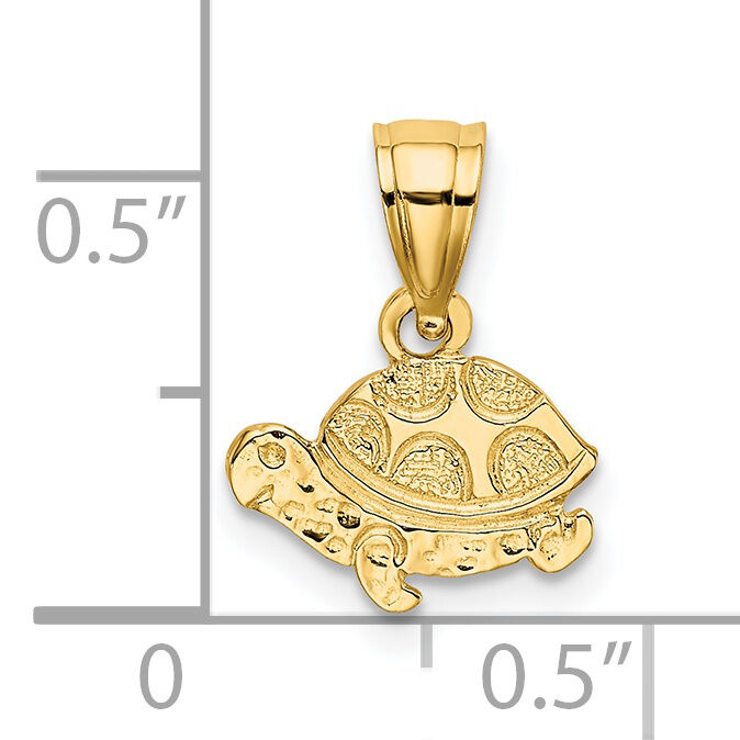 14K Flat and Engraved Mini Turtle Charm-K6472