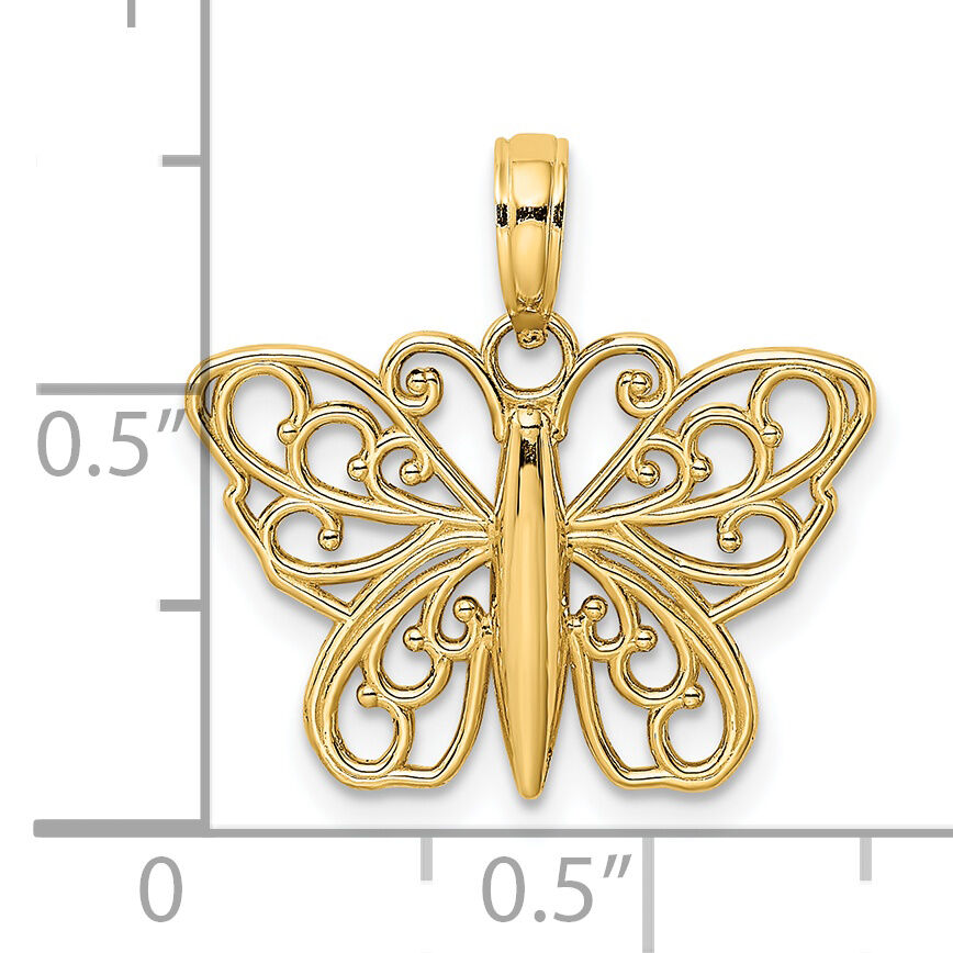 14K Filigree Butterfly Charm-K6473