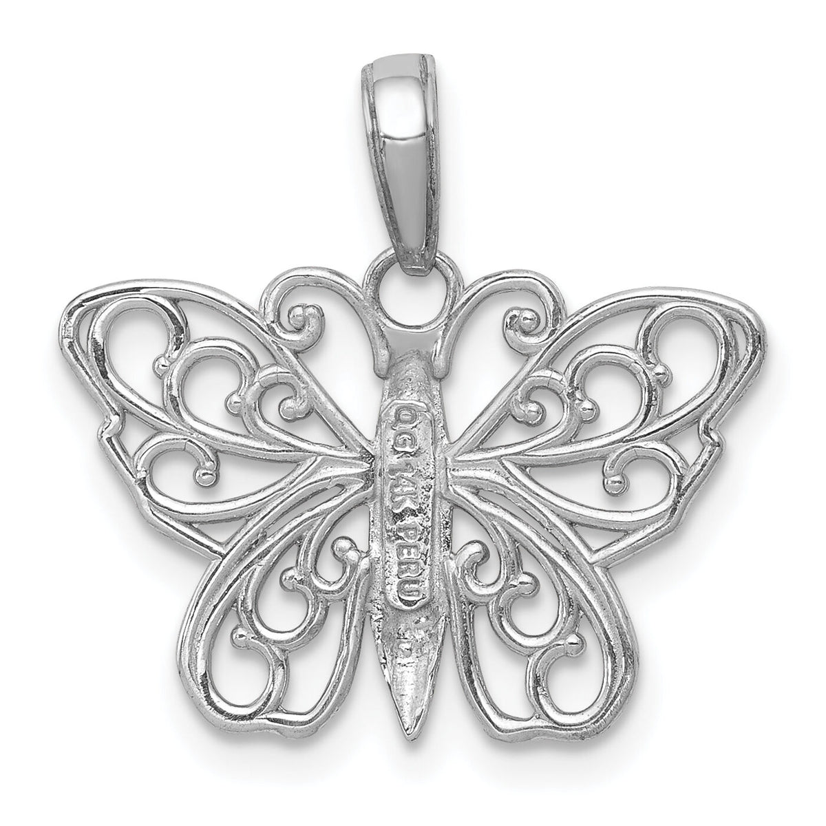 14K White Gold Filigree Butterfly Charm-K6473W