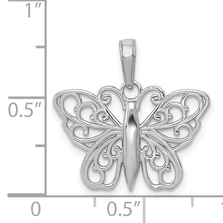 14K White Gold Filigree Butterfly Charm-K6473W