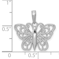 14K White Gold Filigree Butterfly Charm-K6473W