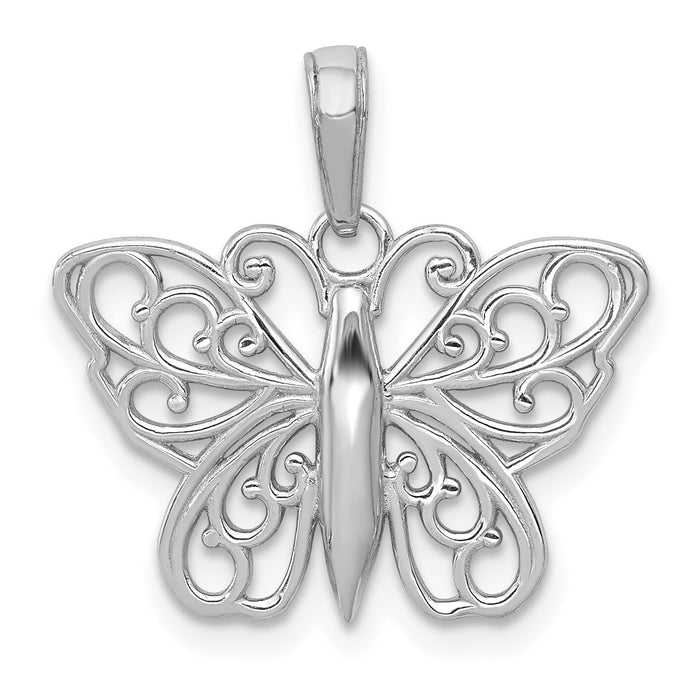 14K White Gold Filigree Butterfly Charm-K6473W