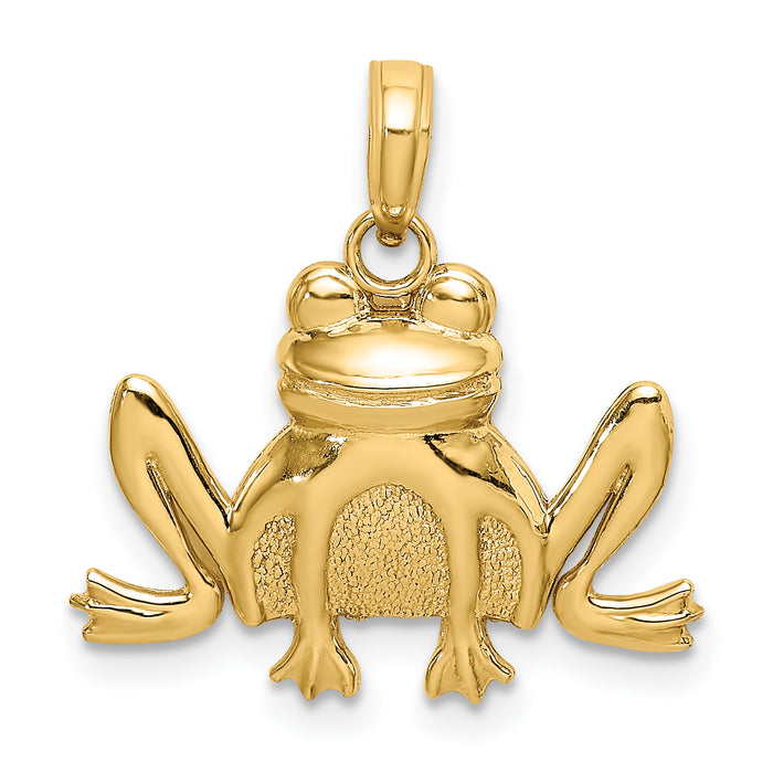 14K Textured Sitting Frog Charm-K6475