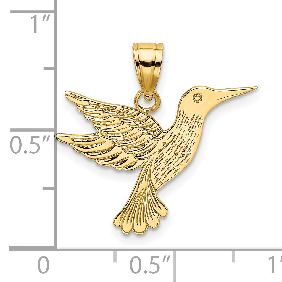 14K Polished and Engraved Hummingbird Charm-K6476