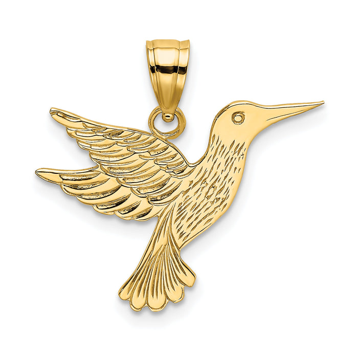 14K Polished and Engraved Hummingbird Charm-K6476