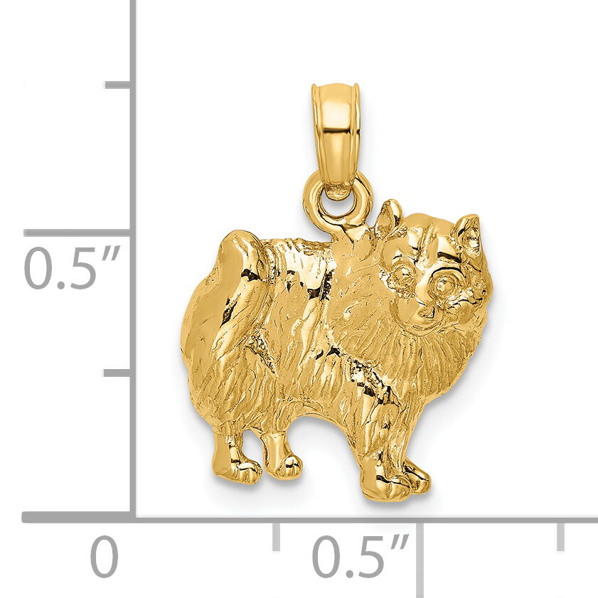14K Polished Pomeranian Dog Charm-K6478