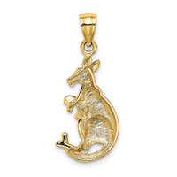 14K 2-D Kangaroo with Baby in Pouch Pendant-K6487