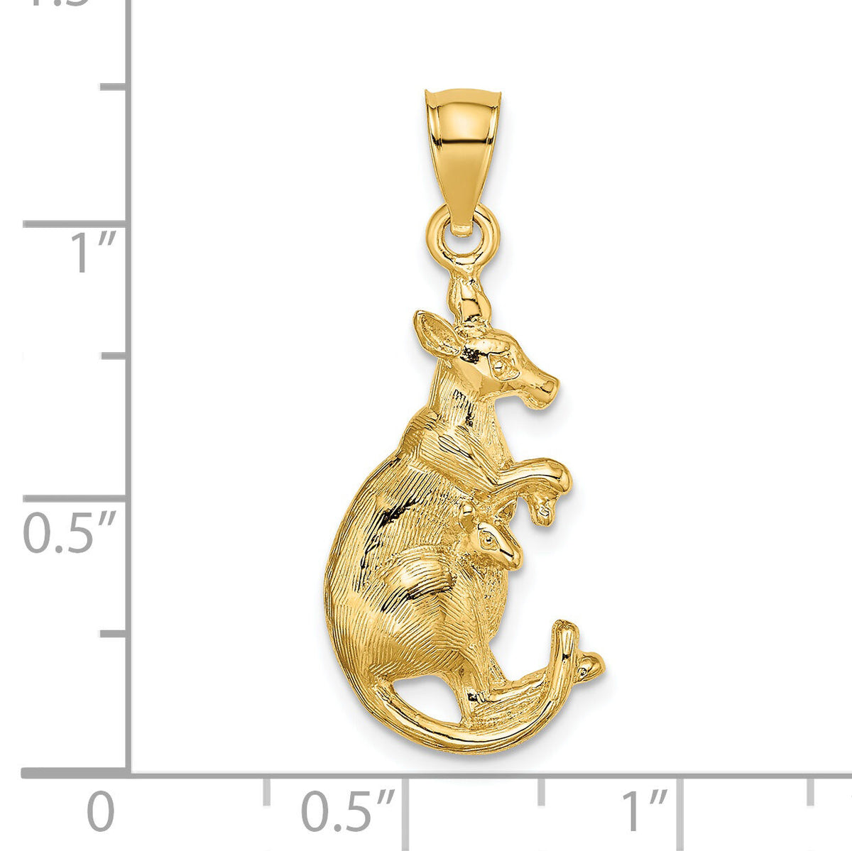 14K 2-D Kangaroo with Baby in Pouch Pendant-K6487