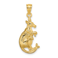 14K 2-D Kangaroo with Baby in Pouch Pendant-K6487