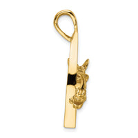 14K Polished Horse Head in Stirrup Charm-K6490