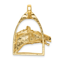 14K Polished Horse Head in Stirrup Charm-K6490