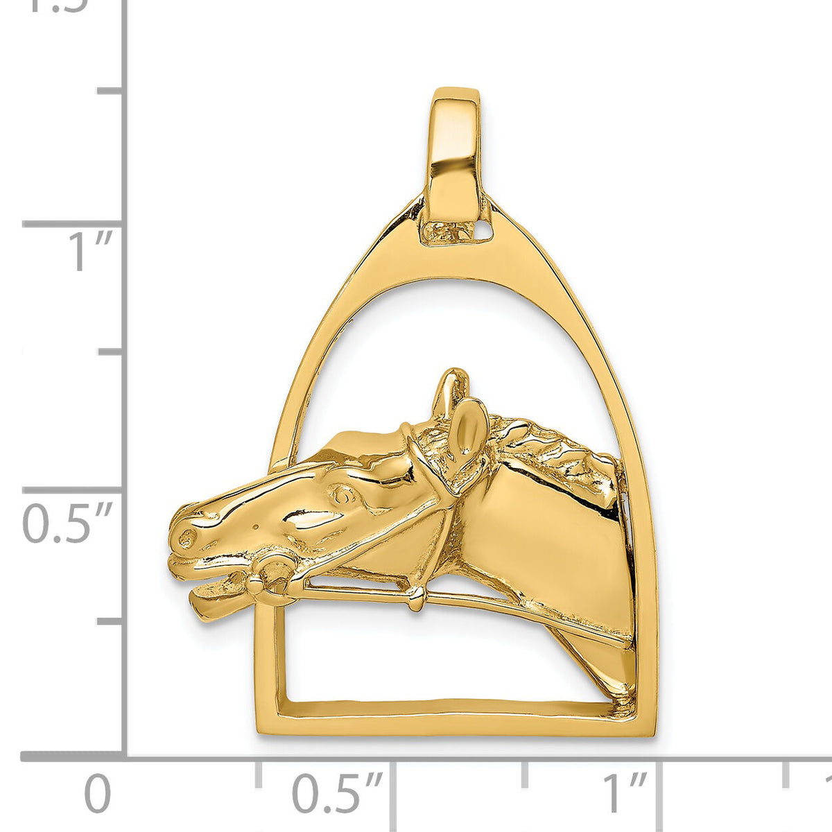 14K Polished Horse Head in Stirrup Charm-K6490