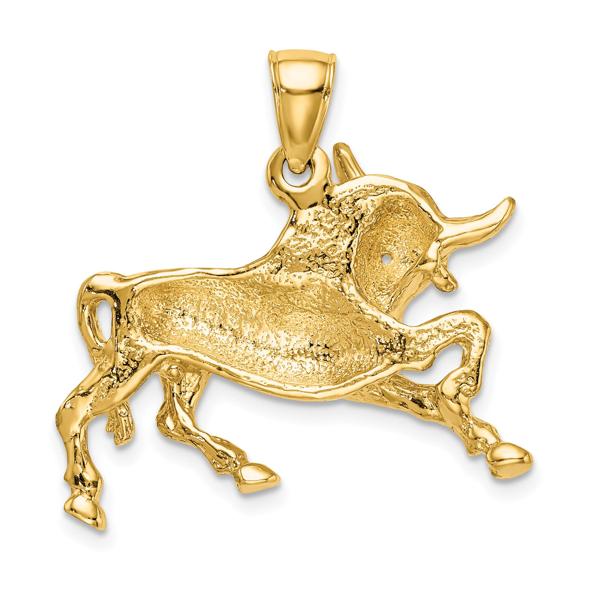14K Polished Raging Bull with Horns Charm-K6491