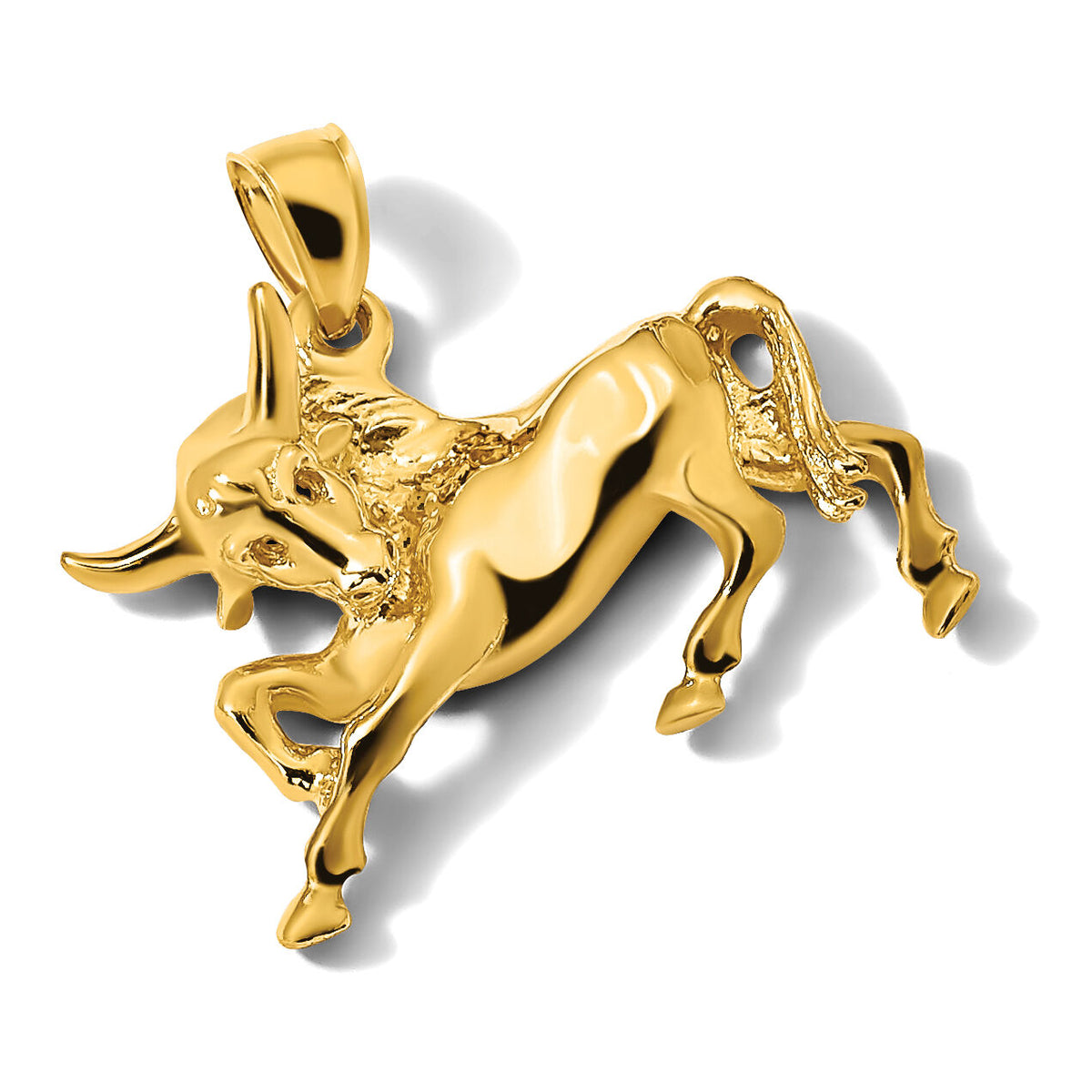 14K Polished Raging Bull with Horns Charm-K6491