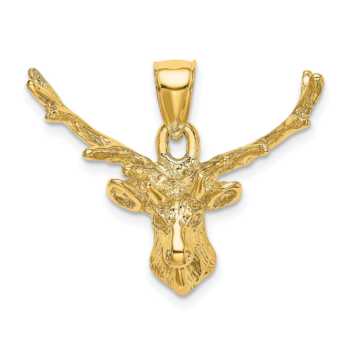 14K 2-D Deer Head 8 Point Buck Charm-K6495