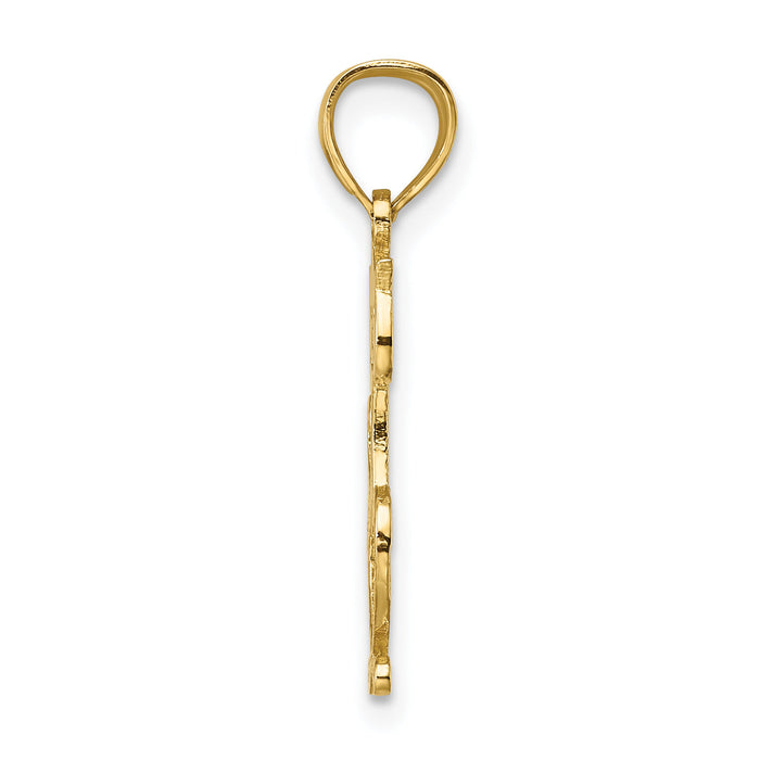 14K Cut-Out Engraved Cat Charm-K6499