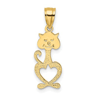 14K Cut-Out Engraved Cat Charm-K6499