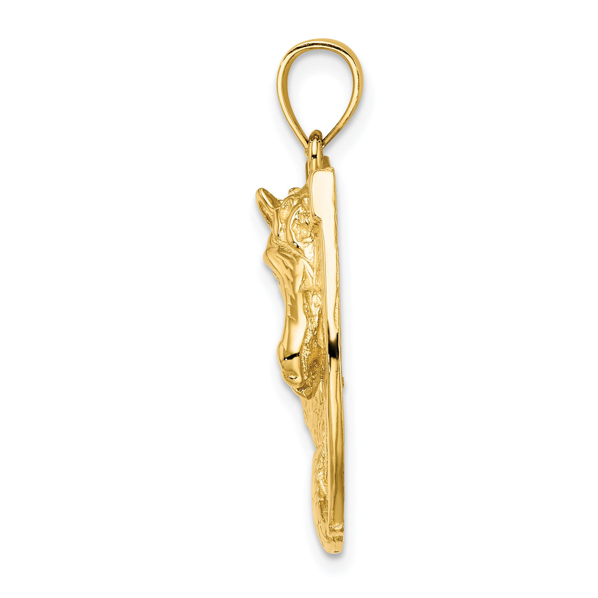 14K Polished and Engraved Horse Head In Shoe Charm-K6506