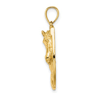 14K Polished and Engraved Horse Head In Shoe Charm-K6506