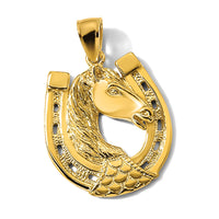 14K Polished and Engraved Horse Head In Shoe Charm-K6506