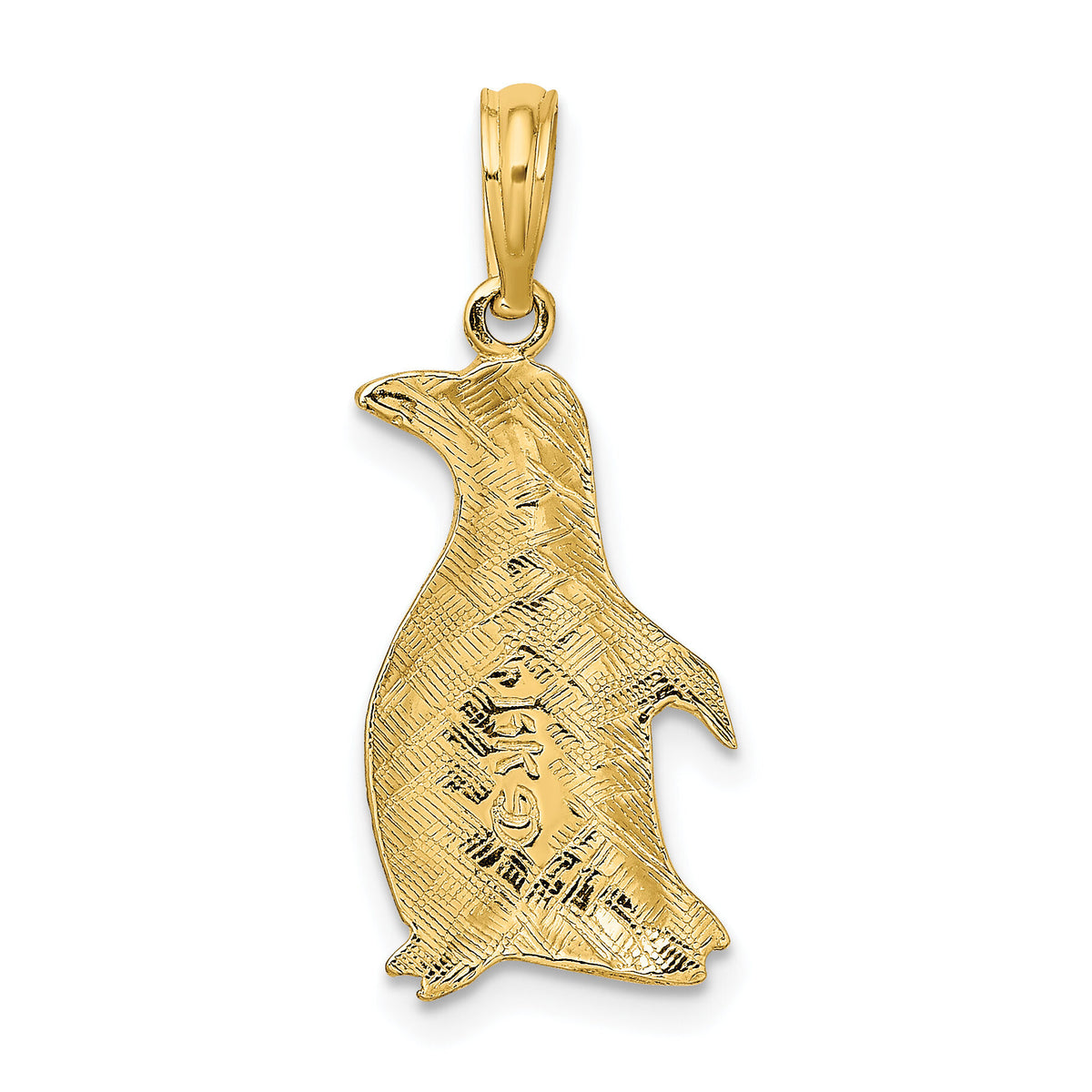 14K 2-D Polished and Textured Penguin Charm-K6509