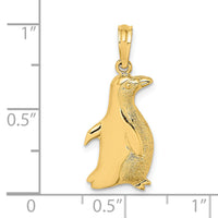 14K 2-D Polished and Textured Penguin Charm-K6509