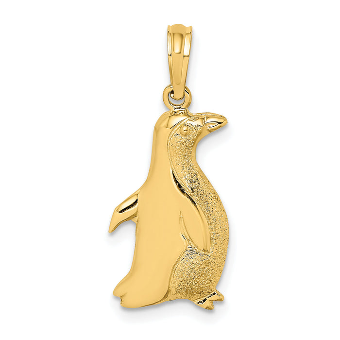 14K 2-D Polished and Textured Penguin Charm-K6509