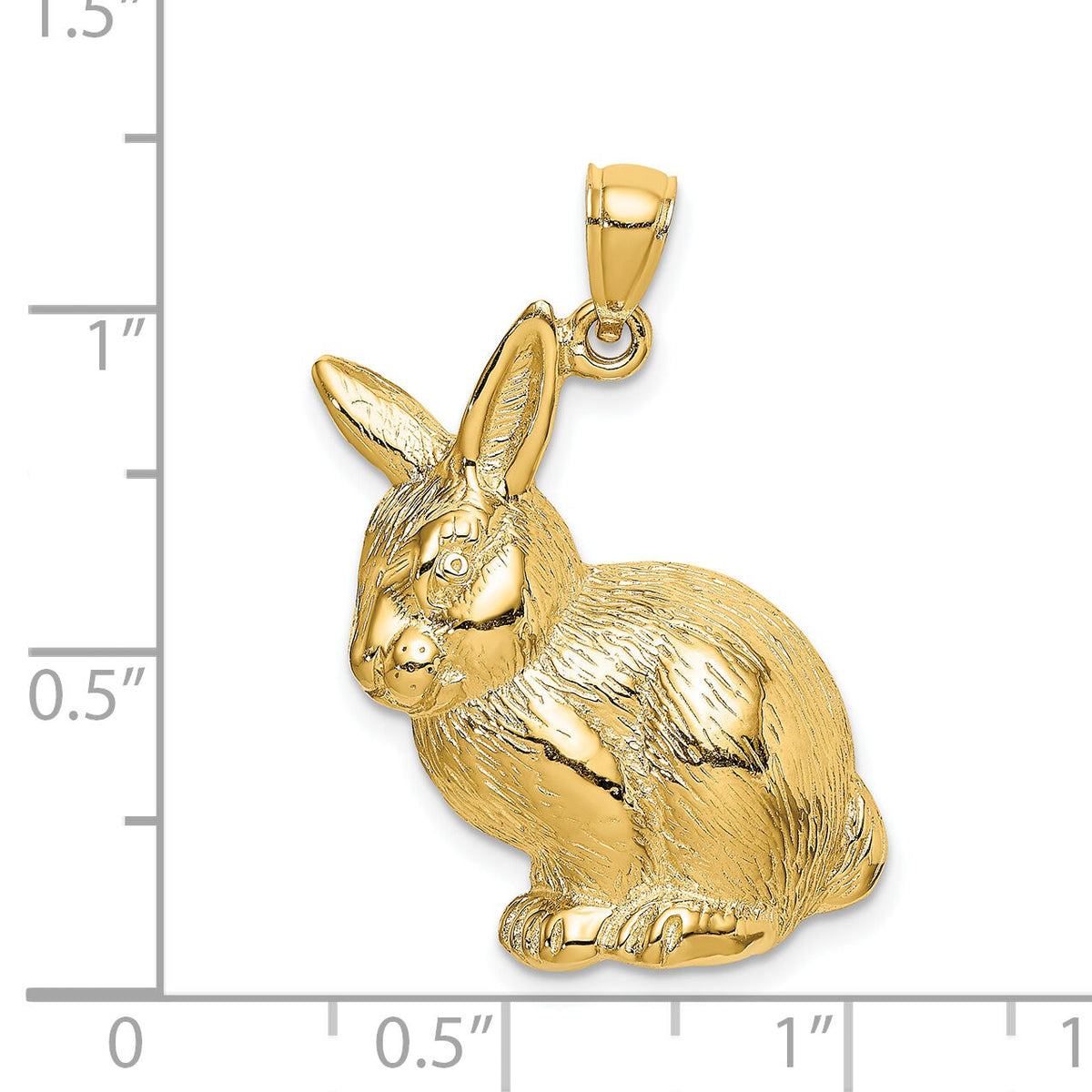 14K Textured Sitting Rabbit Charm-K6510