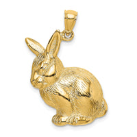14K Textured Sitting Rabbit Charm-K6510